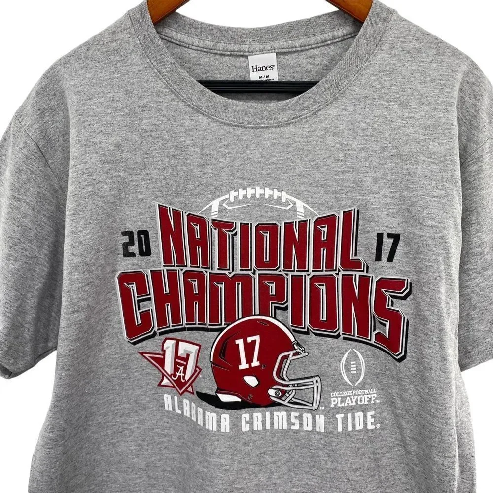 Alabama Crimson Tide National Champions 2017 Men’s Gray Tee Shirt New
